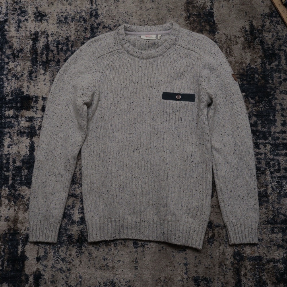 FjallRaven Lada Round Neck Sweater Men's Small Chalk Gray Wool Knit Huckberry